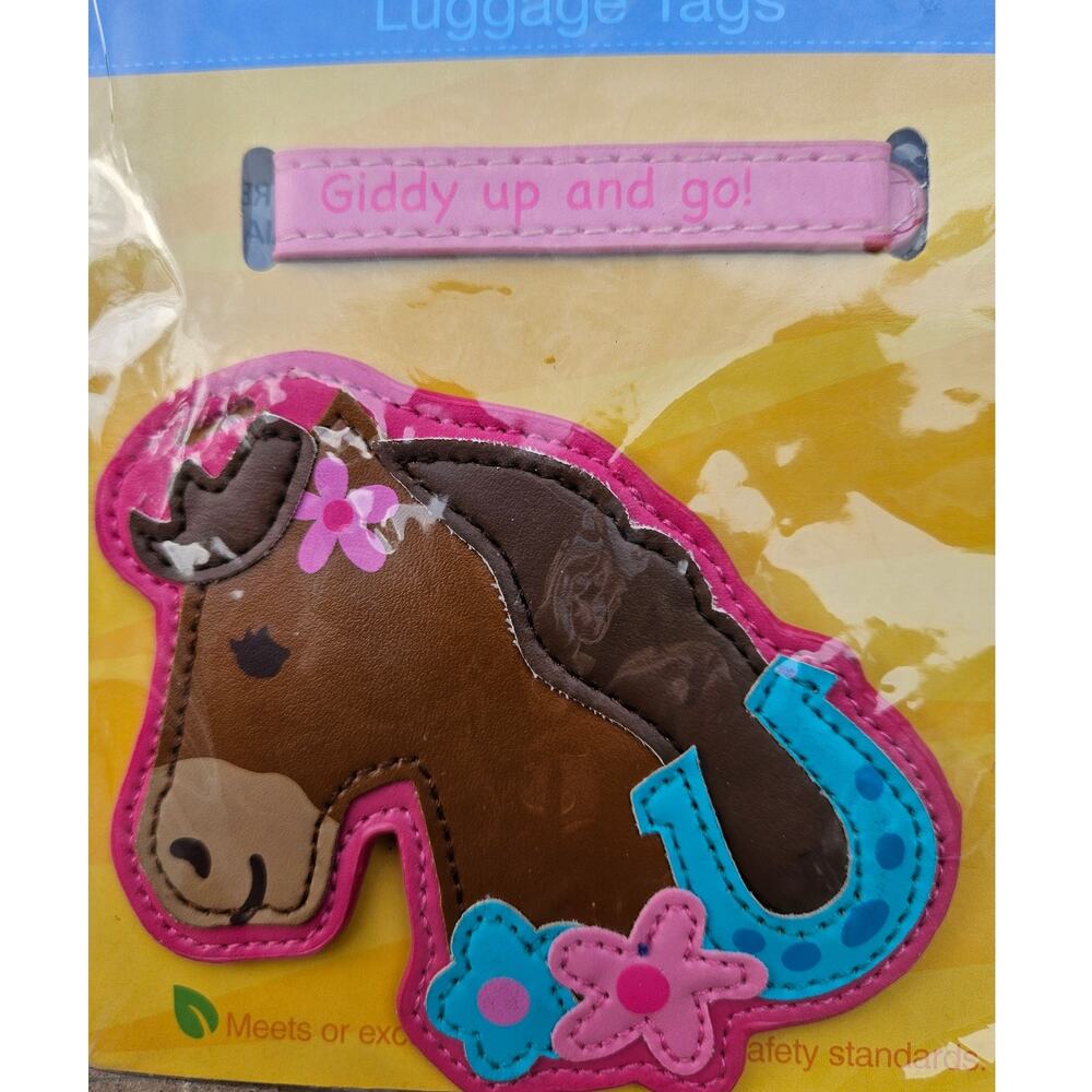 Pony Pink Luggage Tag Stephen Joseph Traveler Backpack PVC made Lubbock Texas